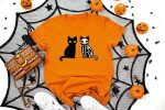 3. Cat Halloween Shirt - Orange