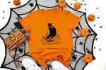 6. Cat Halloween Shirt - Orange
